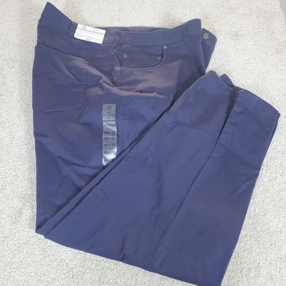 Harbor Bay Continuous Comfort Men's Pants Navy Blue 48X32 Loose Fit NWTGS